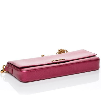 Prada Metallic Saffiano Metal Chain Wallet Ametista 4 of 7