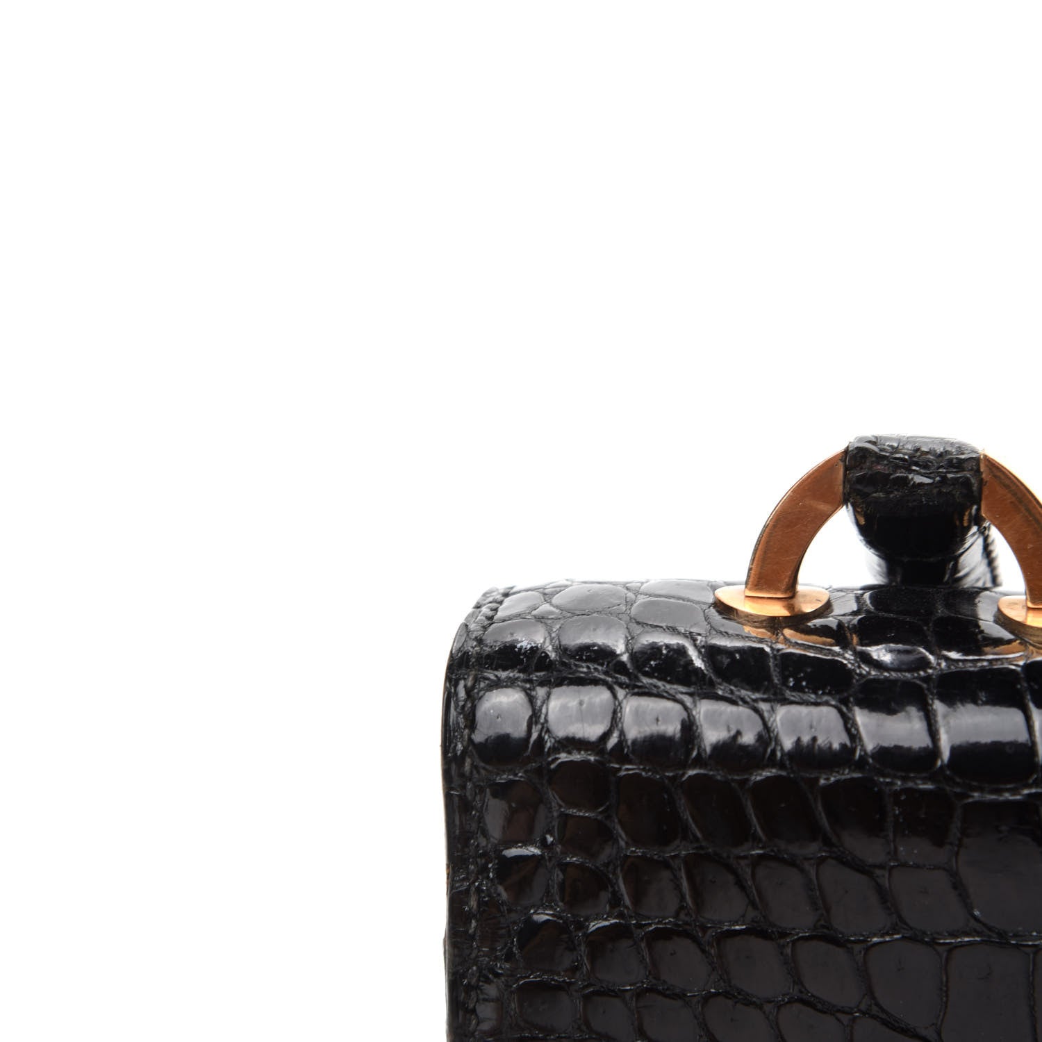 Hermes Shiny Porosus Crocodile Sac Boutonniere Black 8 of 17