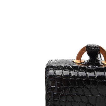 Hermes Shiny Porosus Crocodile Sac Boutonniere Black 8 of 17