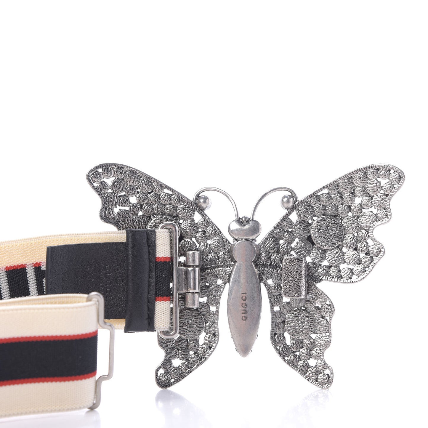 Jacquard Crystal Stripe Butterfly Belt 90 36 White