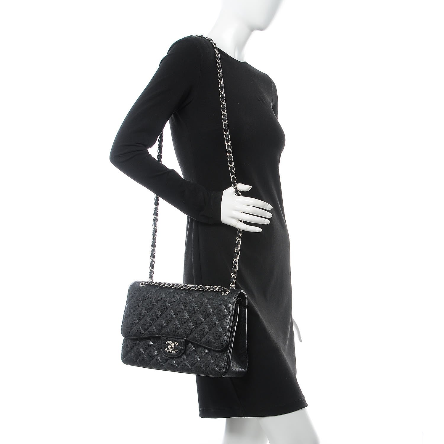 Chanel Caviar Quilted Jumbo Double Flap Black 3 of 8