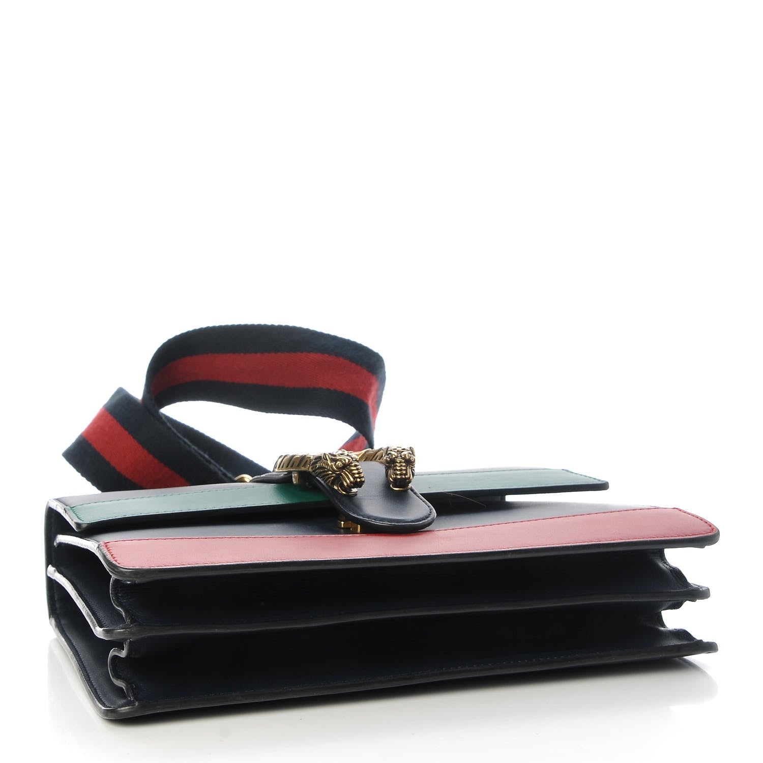 Gucci Moon Calfskin Bamboo Web Medium Dionysus Top Handle Bag Blue Emerald Hibiscus Red 5 of 10