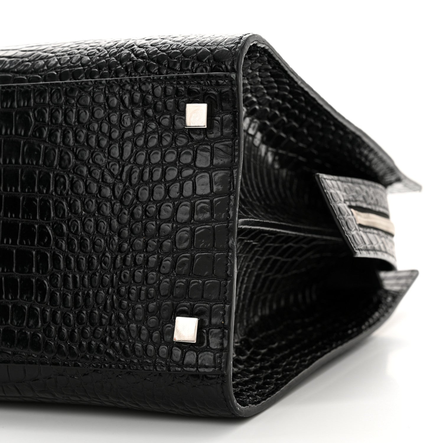 Saint Laurent Croc Calfskin Embossed Medium Uptown Tote Black 10 of 11