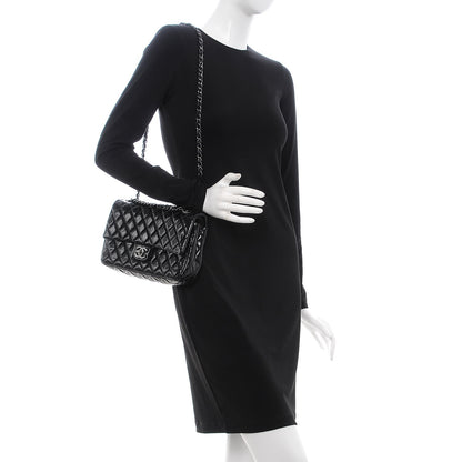 Chanel Distressed Patent Quilted Medium Double Flap Black 2 of 7