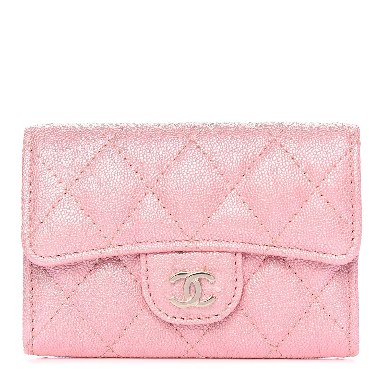 Chanel Iridescent Caviar Quilted Flap Card Holder Rose Pink 1 of 9