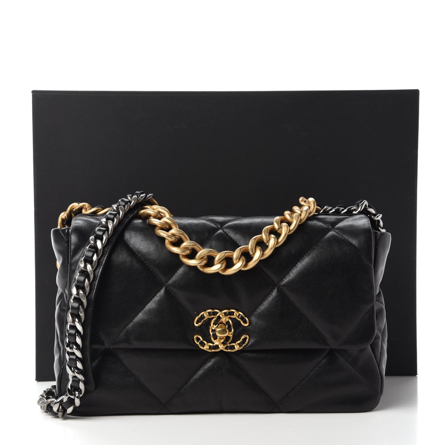 Lambskin Quilted Large Chanel 19 Flap Black