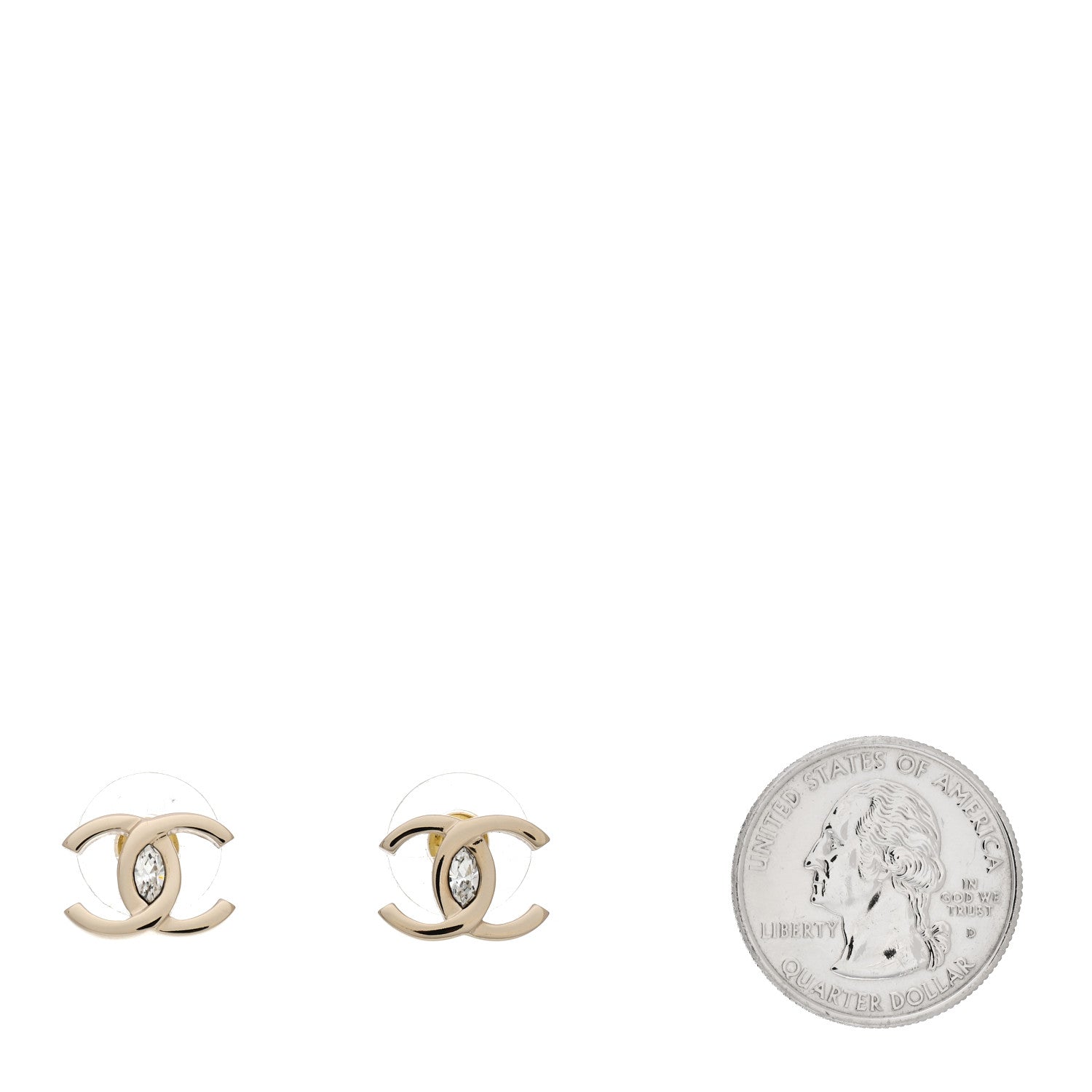 Chanel Crystal CC Earrings Gold 2 of 5