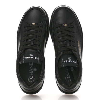 Chanel Calfskin Womens CC Logo Sneakers 38.5 Black 2 of 10