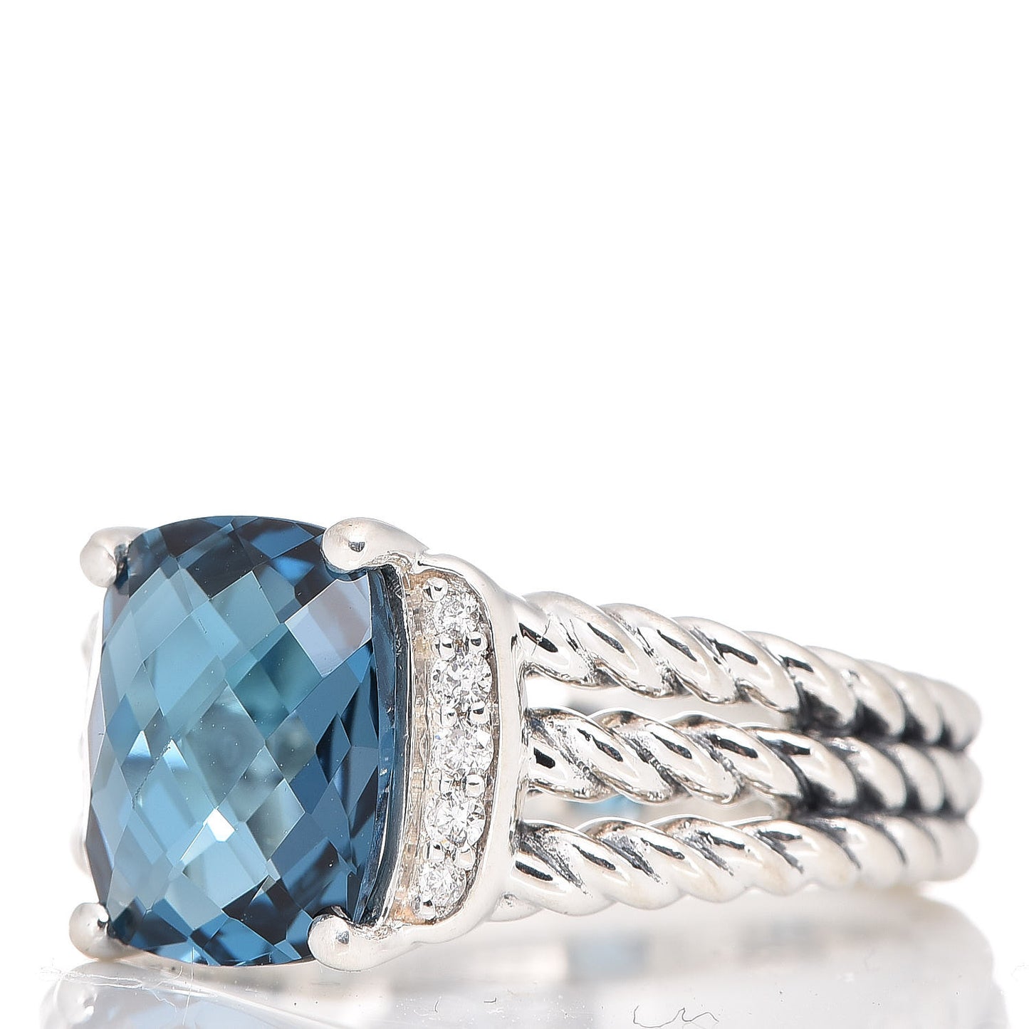 Sterling Silver Diamond Hampton Blue Topaz 10mm Petite Wheaton Ring 54 7