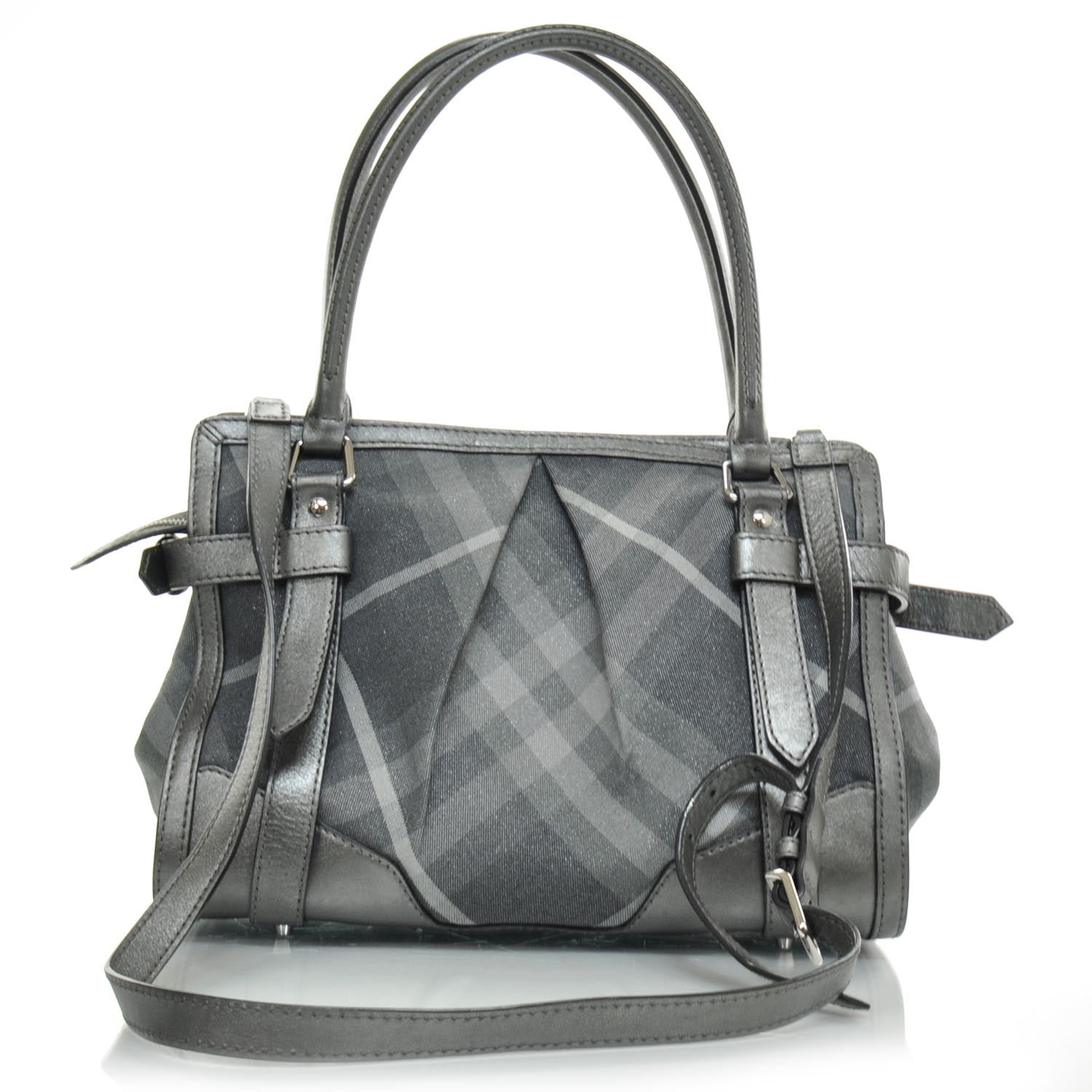 Burberry Leather Shimmer Check Tote 4 of 10