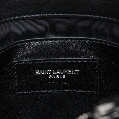 Saint Laurent Lambskin Matelasse Chevron Studded Monogram Medium College Bag Black 6 of 7