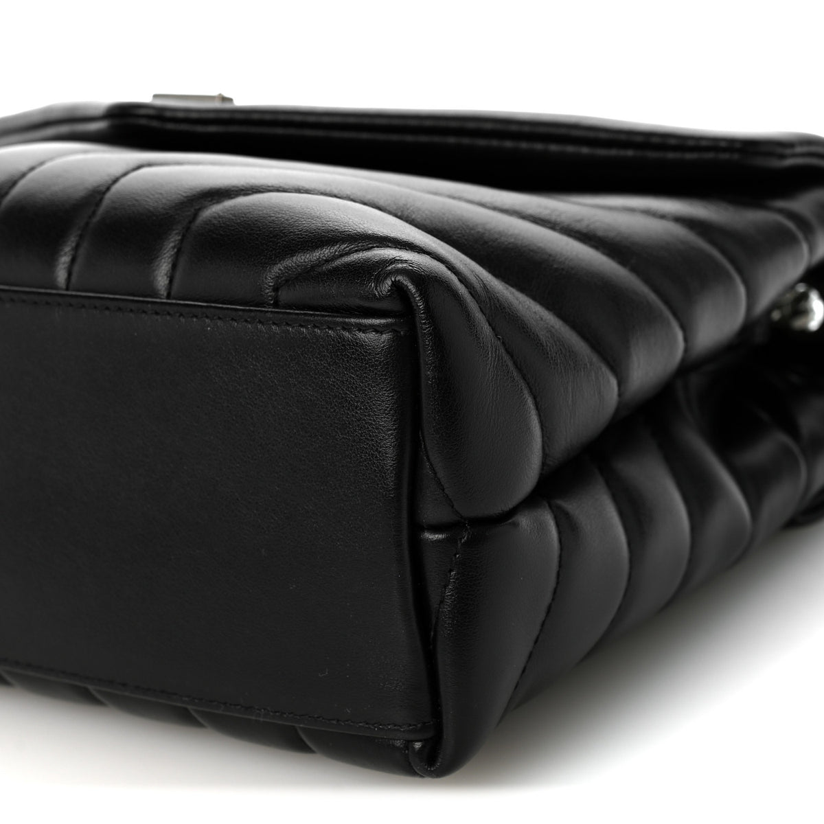 Calfskin Y Quilted Monogram Small Loulou Chain Satchel Black