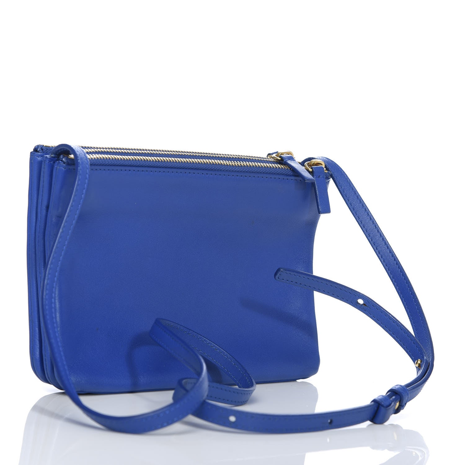 Celine Lambskin Small Trio Crossbody Bag Electric Blue 3 of 13