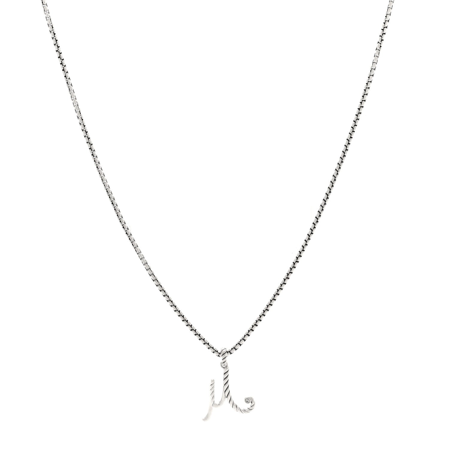 David Yurman Sterling Silver Diamond Cable Collectibles Initial M Charm Necklace 1 of 5