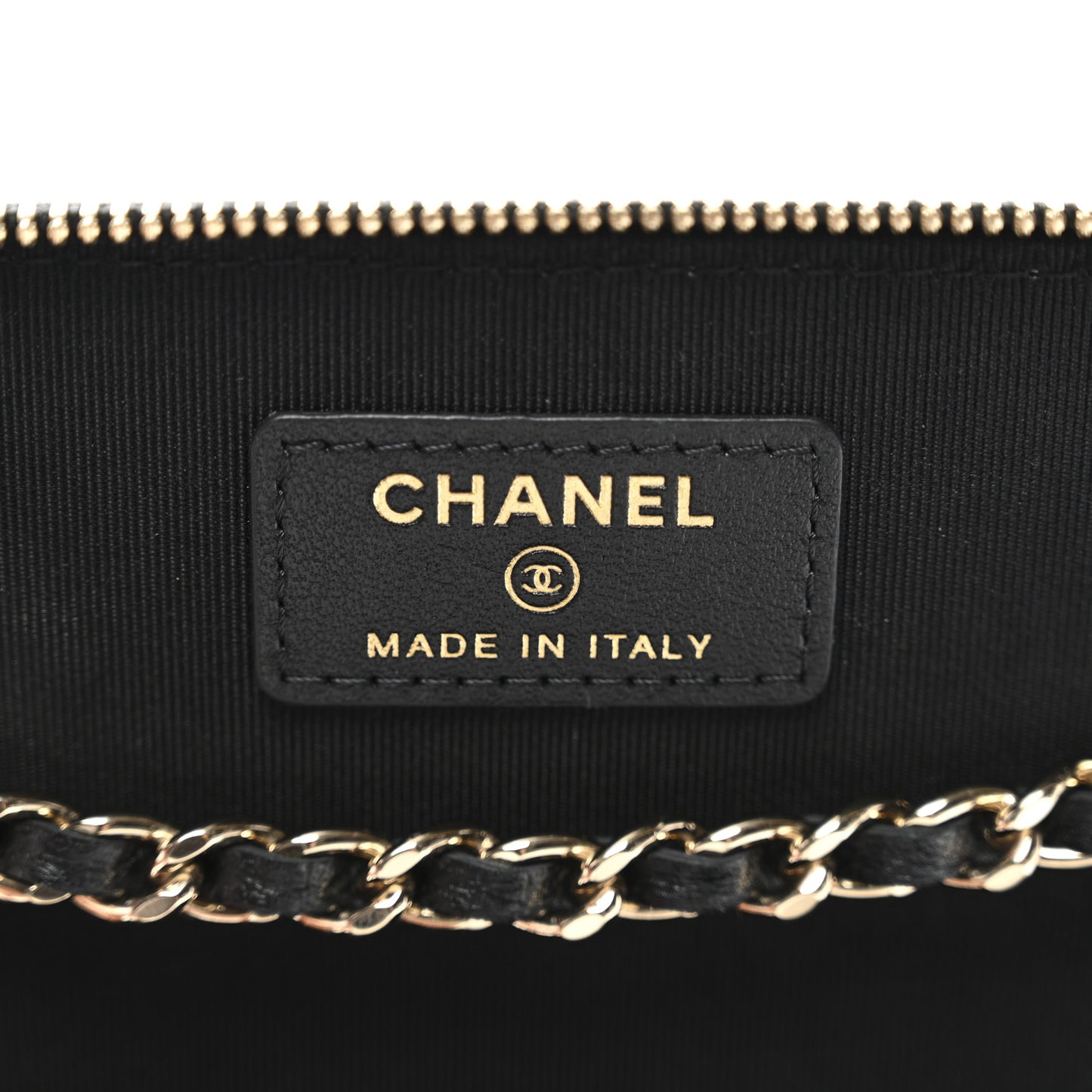 Lambskin Camellia Embossed Small Vanity Case With Chain Black