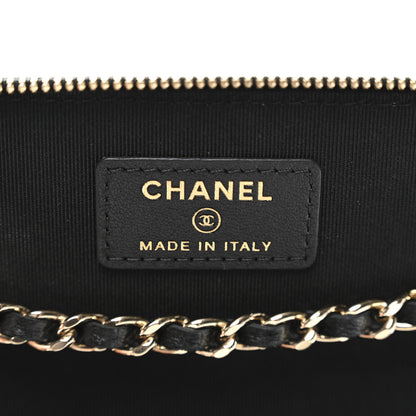 Chanel Lambskin Camellia Embossed Small Vanity Case With Chain Black 6 of 11