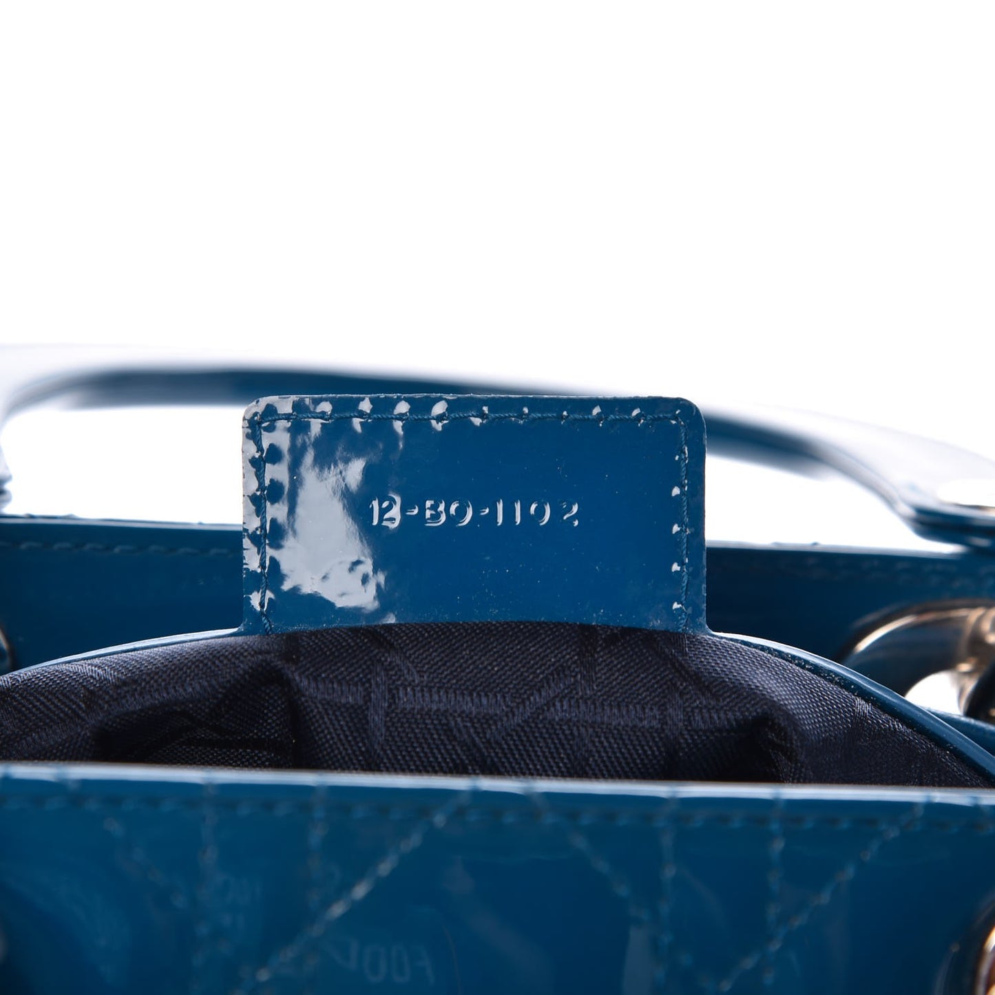 Patent Cannage Medium Lady Dior Blue