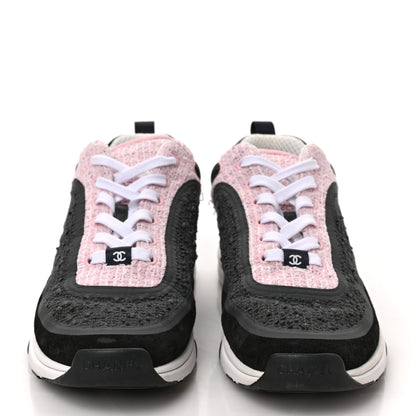 Chanel Suede Tweed CC Sneakers 40.5 Grey Pink 2 of 9