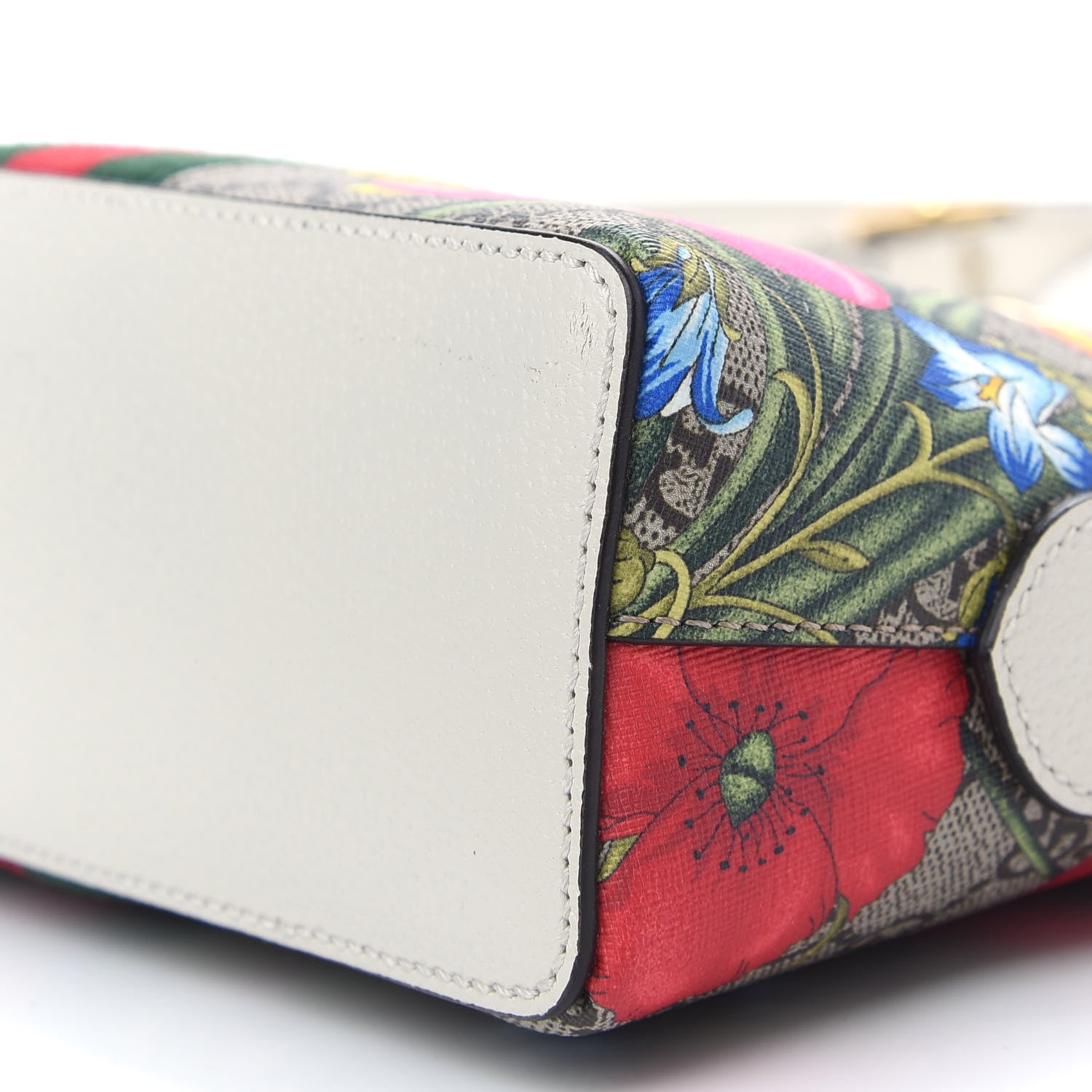 Gucci GG Supreme Monogram Flora Web GG Small Ophidia Dome Shoulder Bag White 9 of 10
