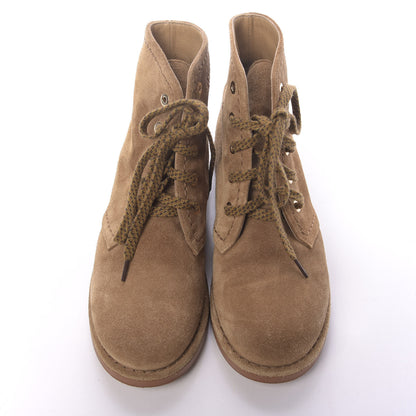 Chanel Suede Calfskin Womens Lace Up Short Boots 37 Dark Beige 5 of 12