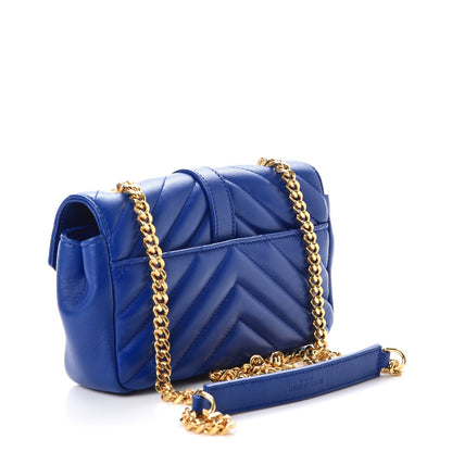 Saint Laurent Sheepskin Matelasse Chevron Monogram Classic Baby Chain Bag Blue Majorelle 4 of 8