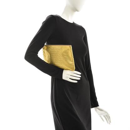 Bottega Veneta Metallic Intrecciato Pouch Light Gold 2 of 6