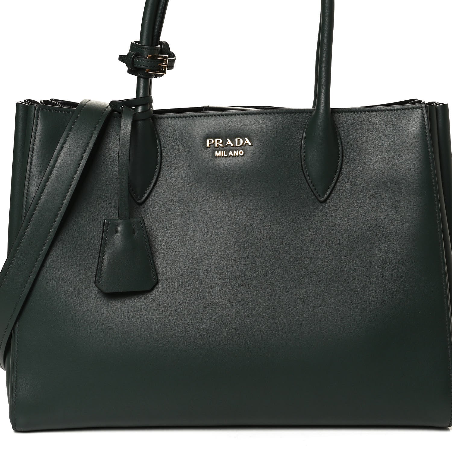 Prada City Calfskin Medium Colorblock Bibliothèque Tote Green Black 11 of 11
