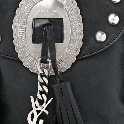 Saint Laurent Calfskin Fringe Small Studded Anita Crossbody Bag Black 8 of 12