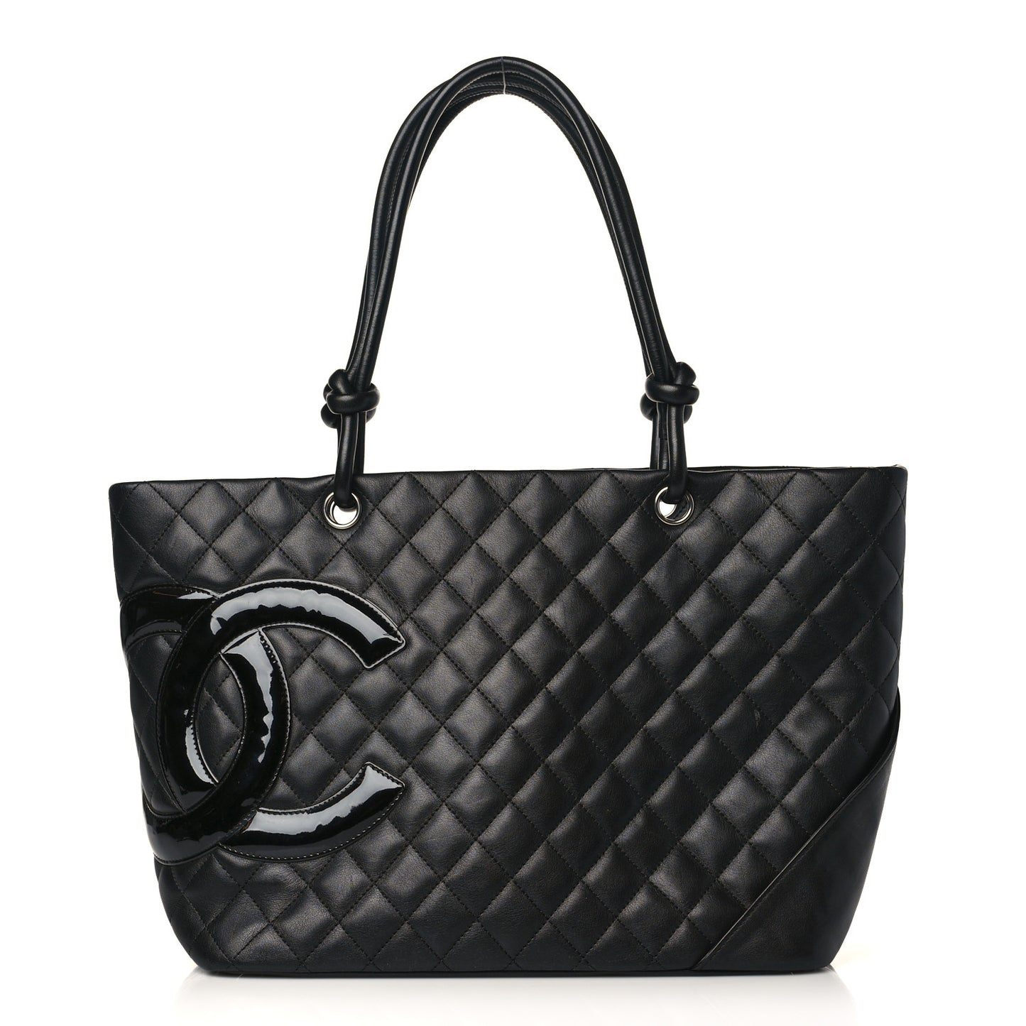 Calfskin Quilted Large Cambon Tote Black