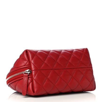Chanel Lambskin Quilted Cosmetic Case Red 4 of 12