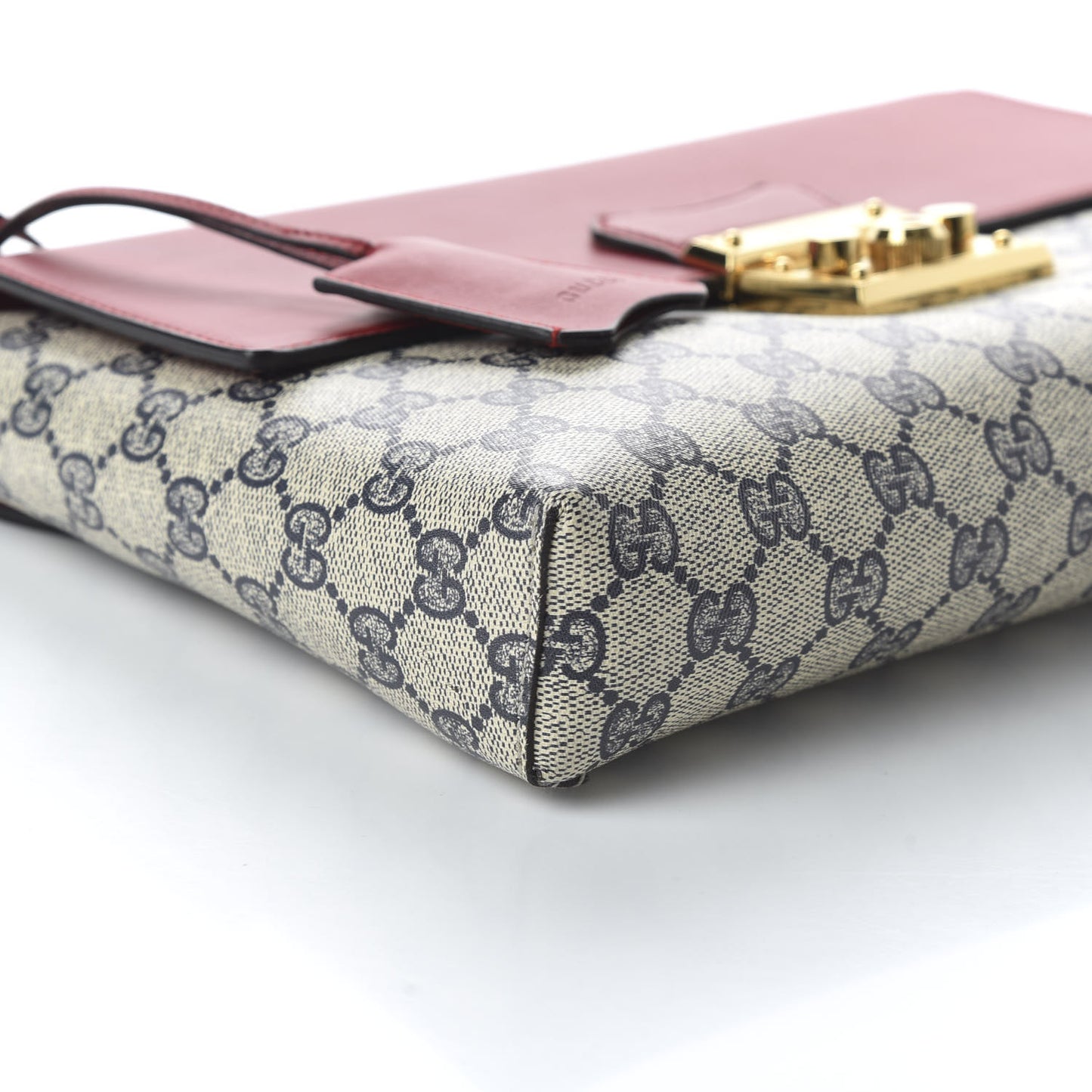 GG Supreme Monogram Calfskin Medium Padlock Shoulder Bag Beige Blue Hibiscus Red