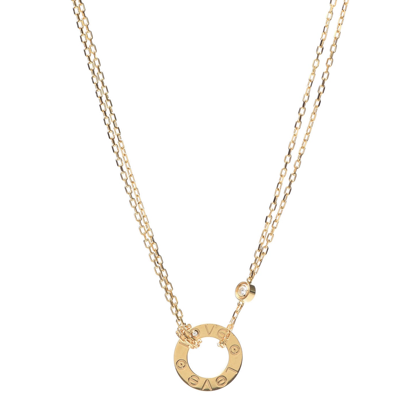 18K Yellow Gold 2 Diamond LOVE Necklace