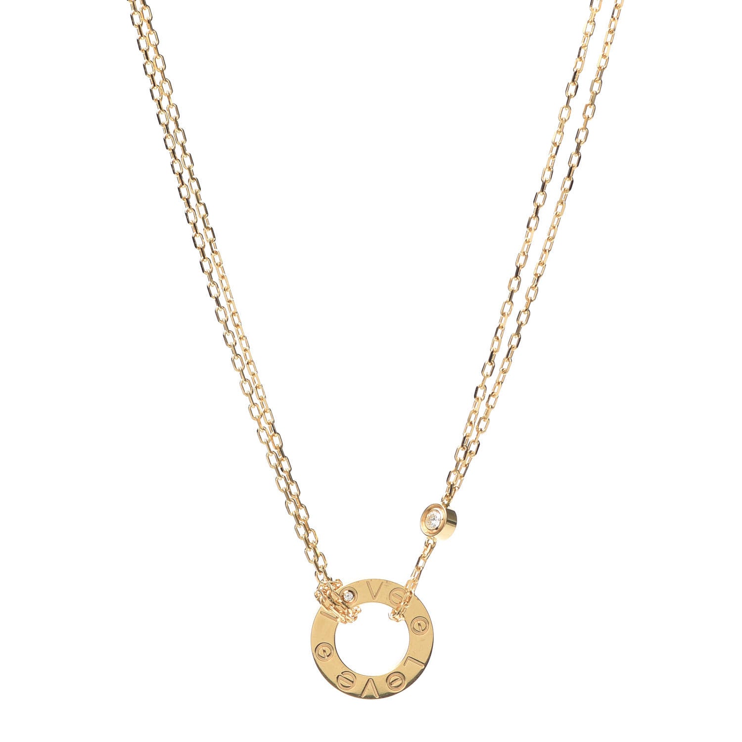 Cartier 18K Yellow Gold 2 Diamond LOVE Necklace 1 of 6