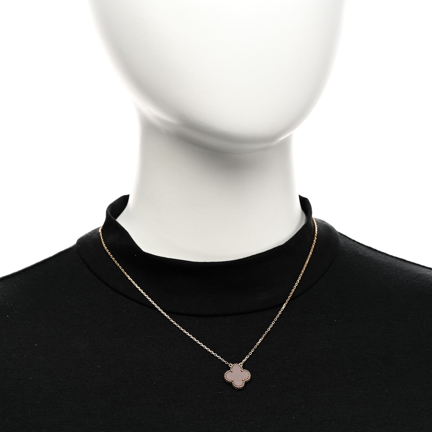 18K Yellow Gold Carnelian Vintage Alhambra Pendant Necklace