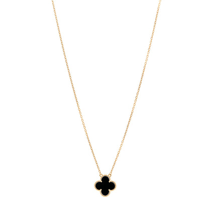 Van Cleef & Arpels 18K Yellow Gold Black Onyx Vintage Alhambra Pendant Necklace 1 of 6