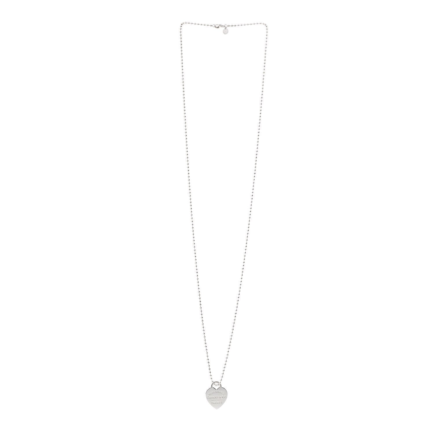 Tiffany Sterling Silver Long Return to Tiffany Heart Pendant Necklace 3 of 6