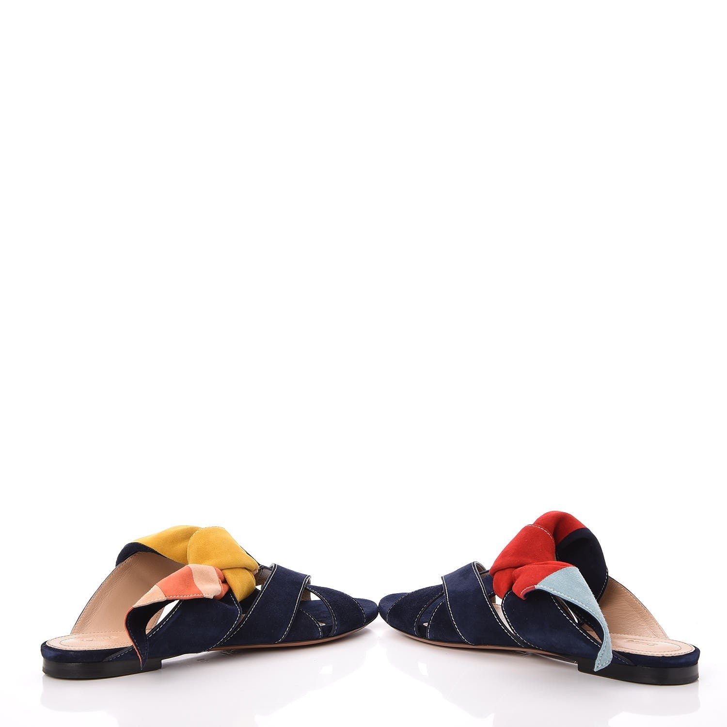 Chloe Suede Nellie Knotted Slipper Slide Sandals Flats 38 Navy 5 of 9