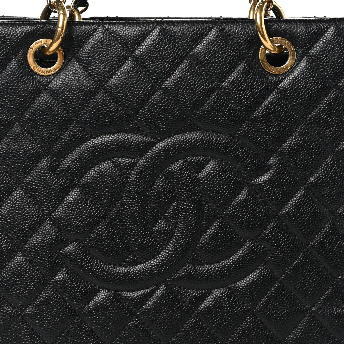 Caviar Quilted Grand Shopping Tote GST Black
