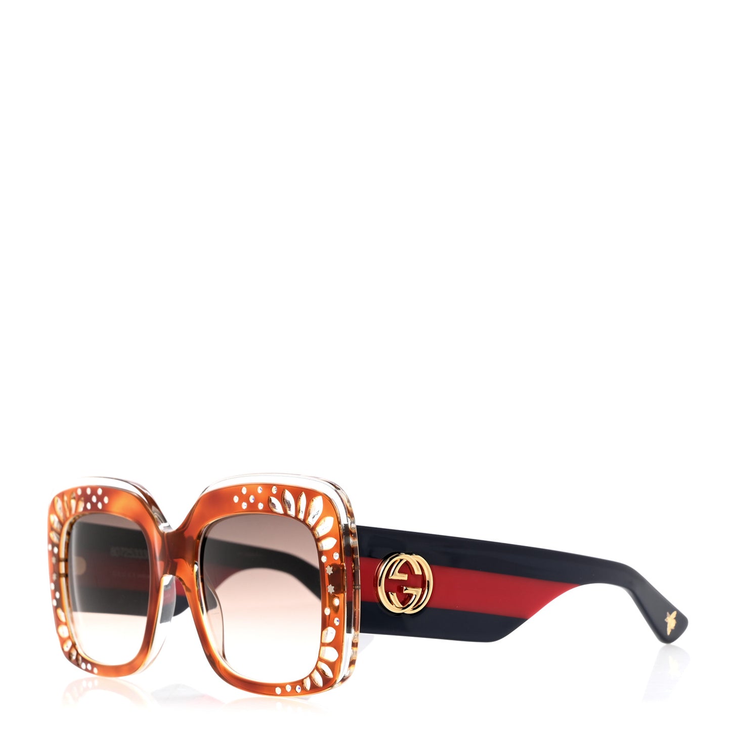 Acetate Crystals Web Square Frame GG3862/S Sunglasses Brown
