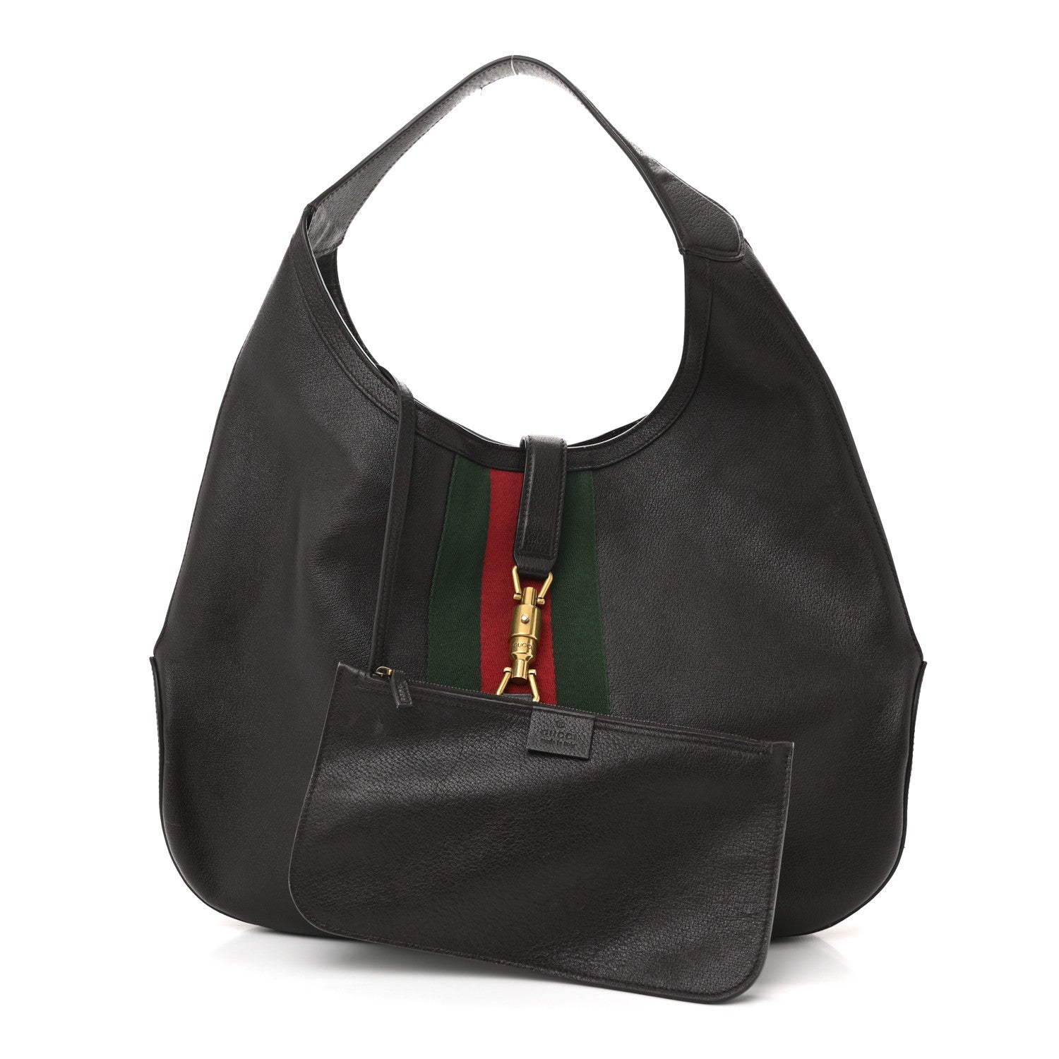 Gucci Soft Grained Calfskin Web Large Jackie Hobo Dark Brown 3 of 16