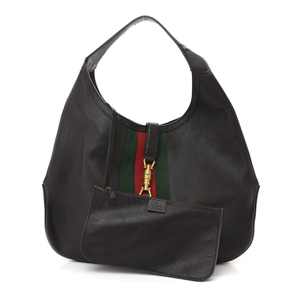 Gucci Soft Grained Calfskin Web Large Jackie Hobo Dark Brown 3 of 16