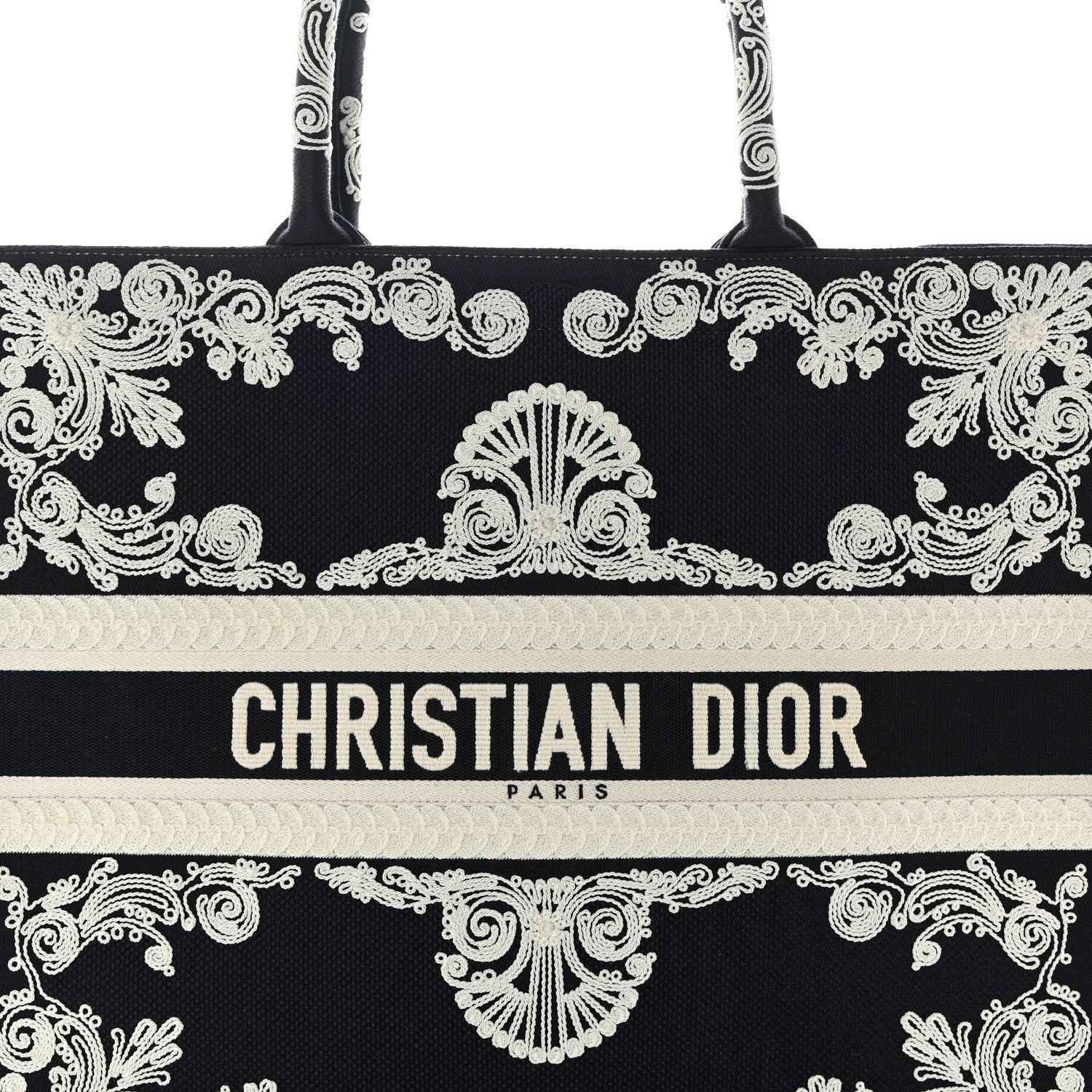 Christian Dior Canvas Embroidered Cornely Book Tote Blue White 8 of 11