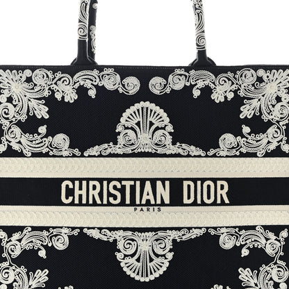 Christian Dior Canvas Embroidered Cornely Book Tote Blue White 8 of 11