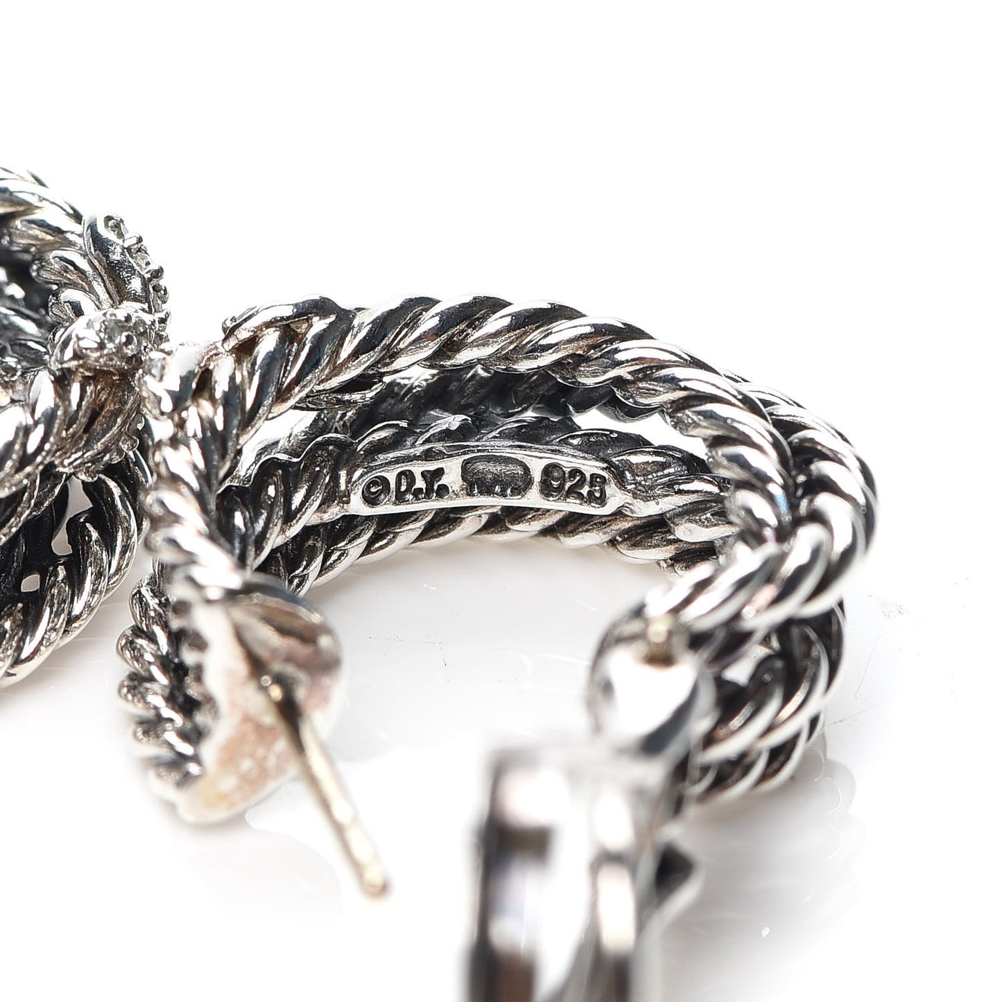 Sterling Silver Diamond Crossover X Earrings