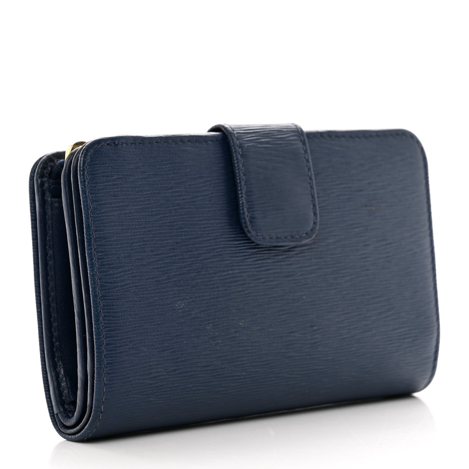 Prada Vitello Move Metal Compact Wallet Bleuette 3 of 8