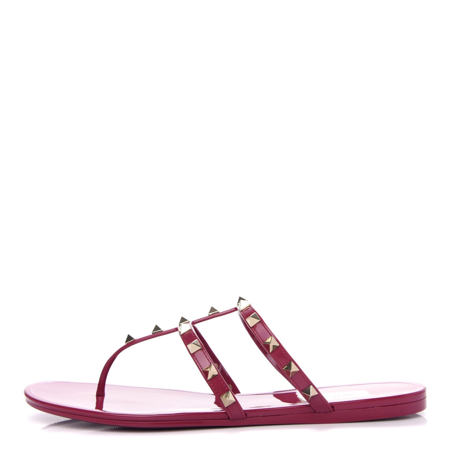 PVC Jelly Rockstud Caged Flat Thong Sandals 41 Raspberry