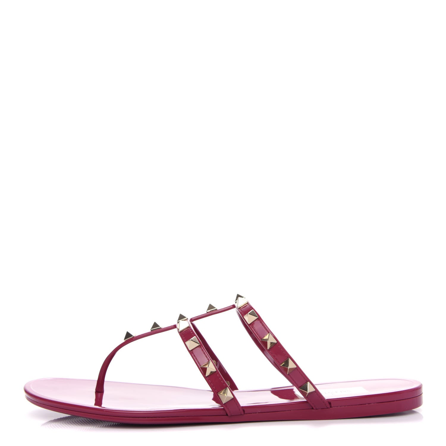 Valentino Garavani PVC Jelly Rockstud Caged Flat Thong Sandals 41 Raspberry 1 of 10