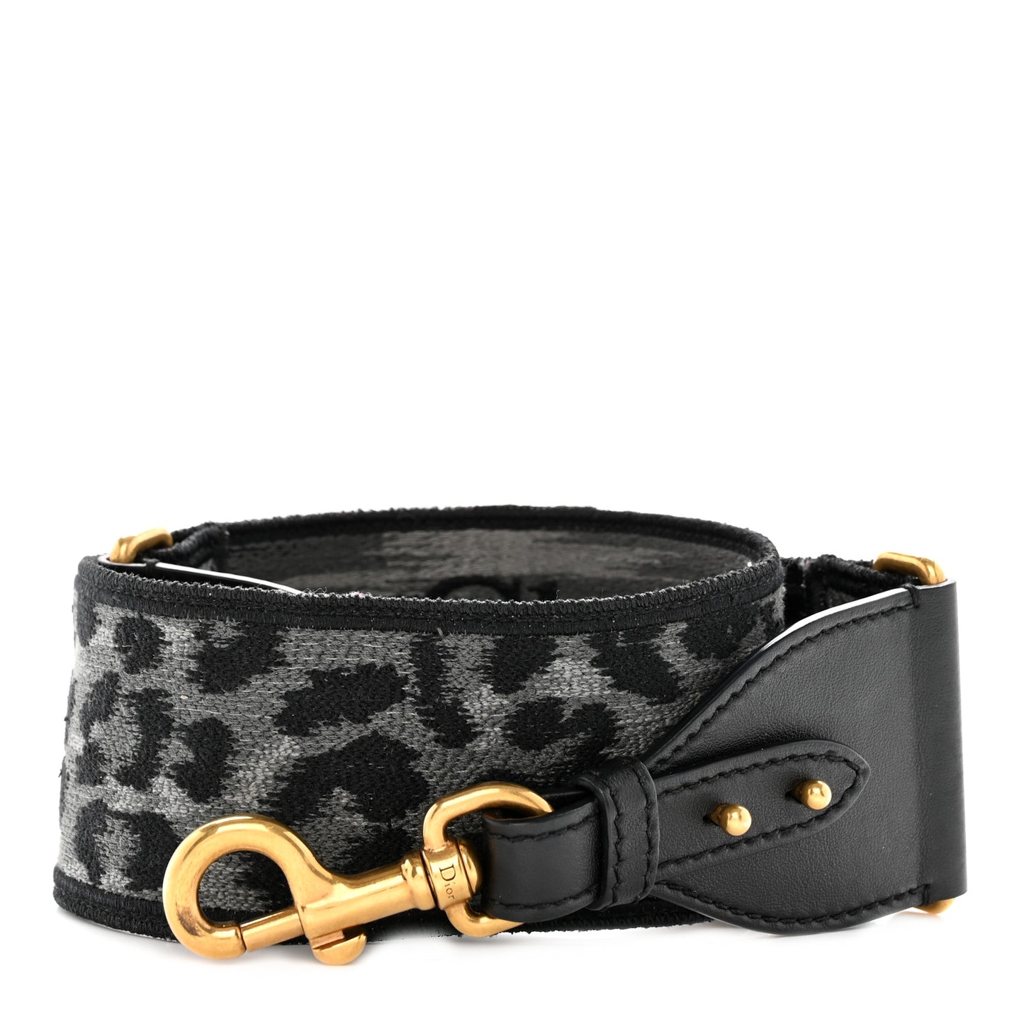 Canvas Mizza Embroidered Leopard Shoulder Strap Grey