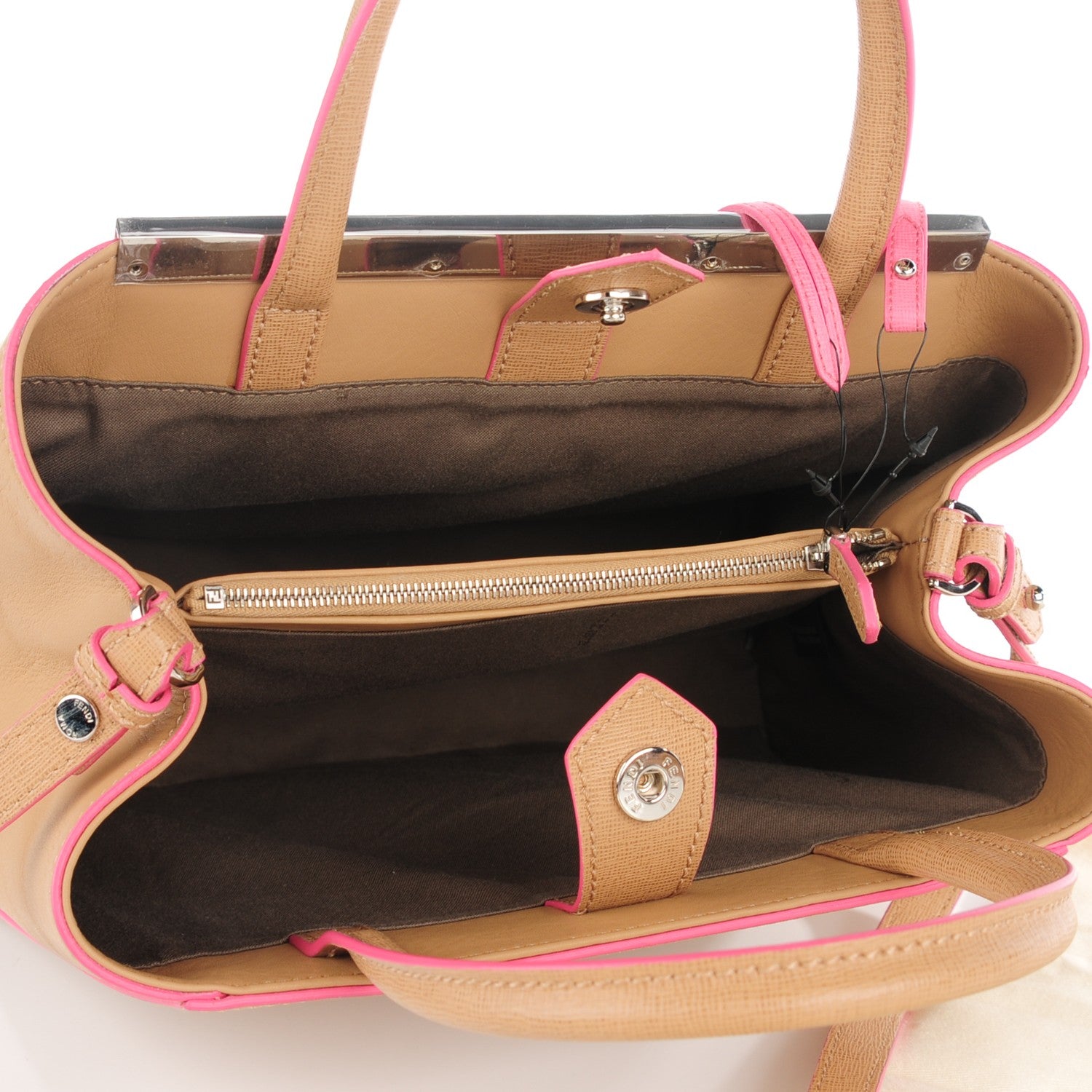 Fendi Vitello Elite Light Bulb Charm Petite 2Jours Tote Cuoio 5 of 8