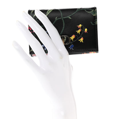 Christian Dior Calfskin Petites Fleurs Print Caro XS Wallet Black Multicolor 2 of 7